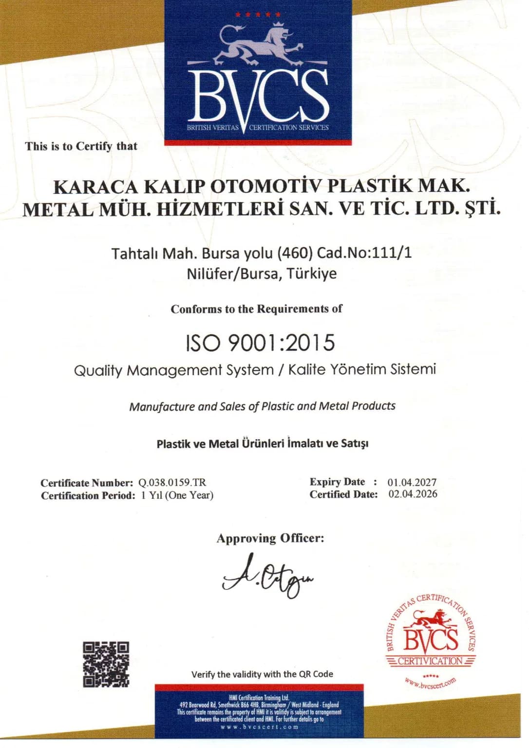 ISO 9001:2026 certificate